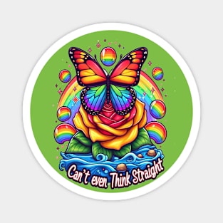 Vibrant Butterfly Perched on Colorful Folds With Inspirational Pride Message Magnet